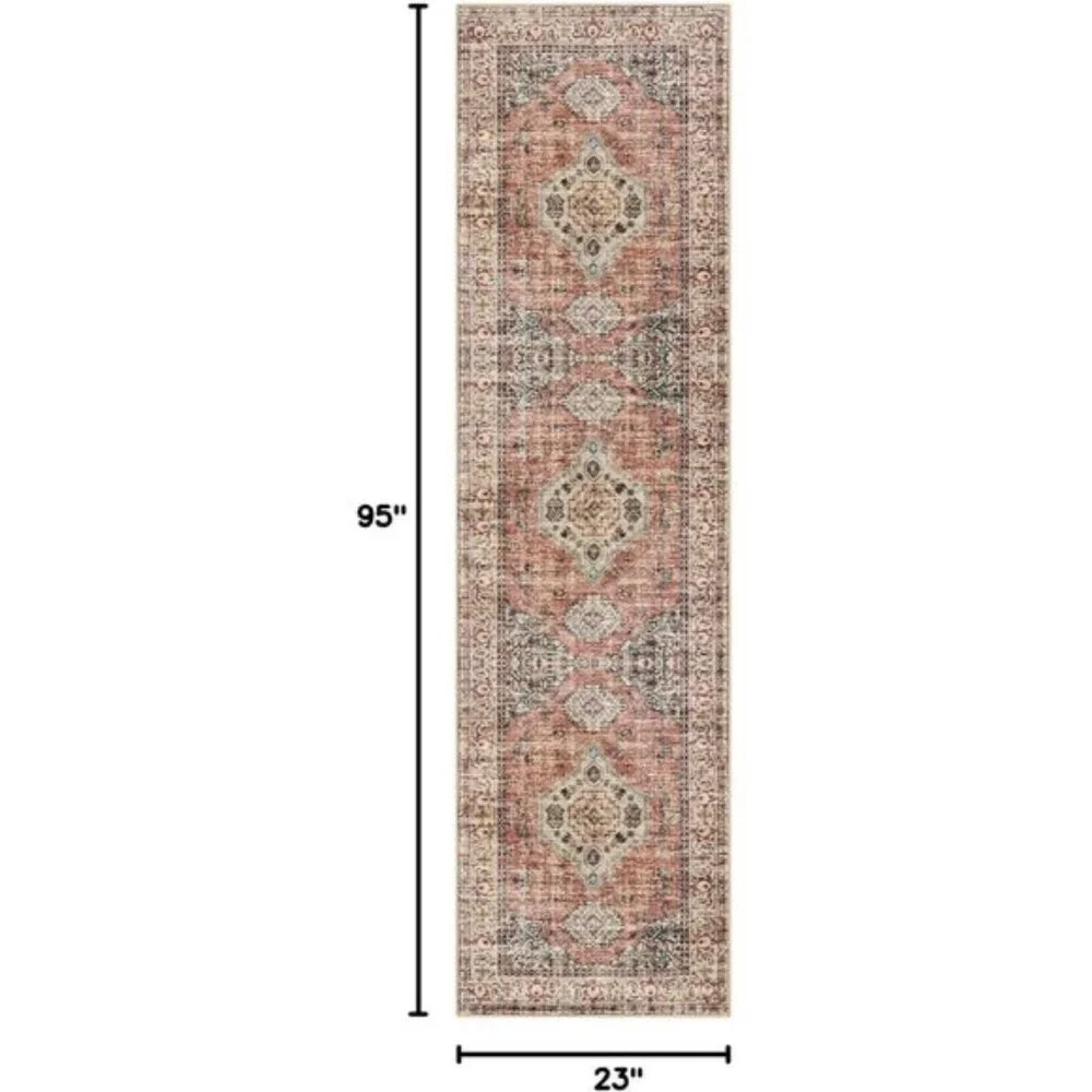 New Oriental Non-Slip Washable 2x8 Runner Rug, Soft Vintage Carpet for Hallway